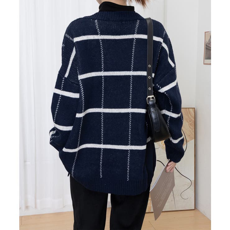 ニットカーディガン BIGチェック柄秋冬 | SUNSHINE CLOSET | 詳細画像32 