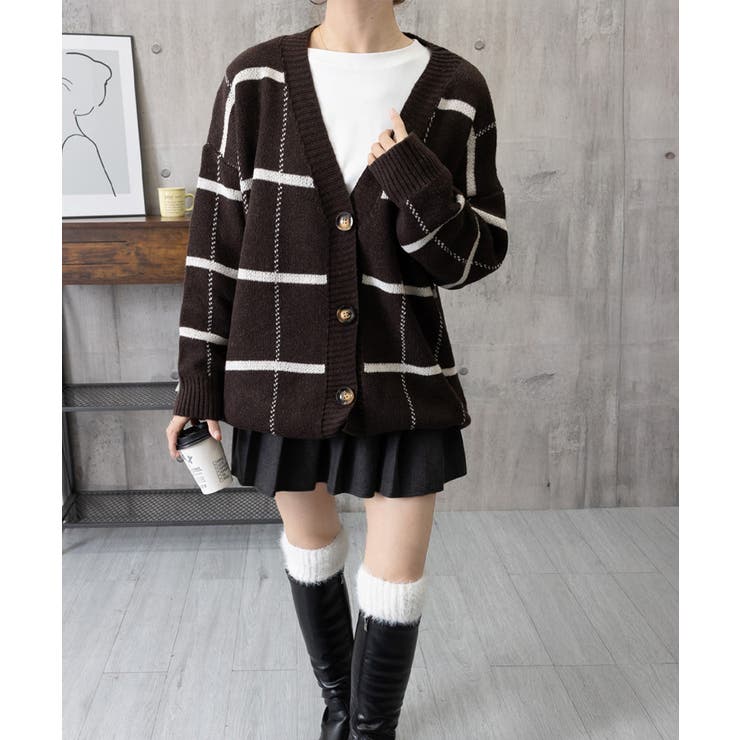 ニットカーディガン BIGチェック柄秋冬 | SUNSHINE CLOSET | 詳細画像33 