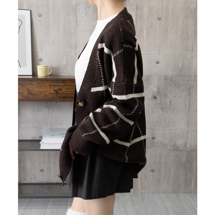 ニットカーディガン BIGチェック柄秋冬 | SUNSHINE CLOSET | 詳細画像34 