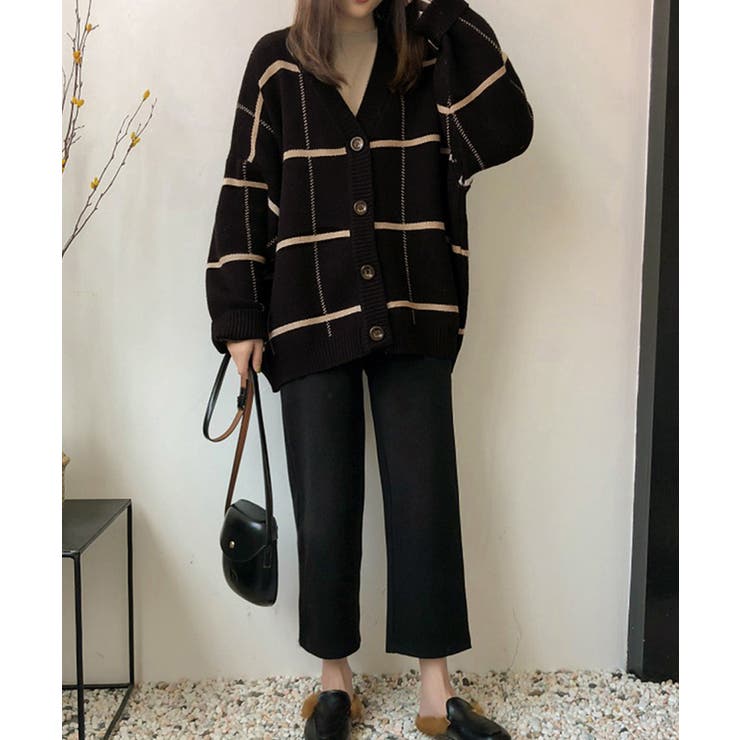 ニットカーディガン BIGチェック柄秋冬 | SUNSHINE CLOSET | 詳細画像4 