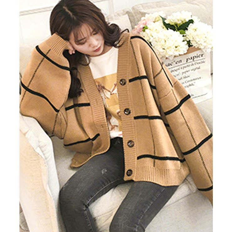 ニットカーディガン BIGチェック柄秋冬 | SUNSHINE CLOSET | 詳細画像9 