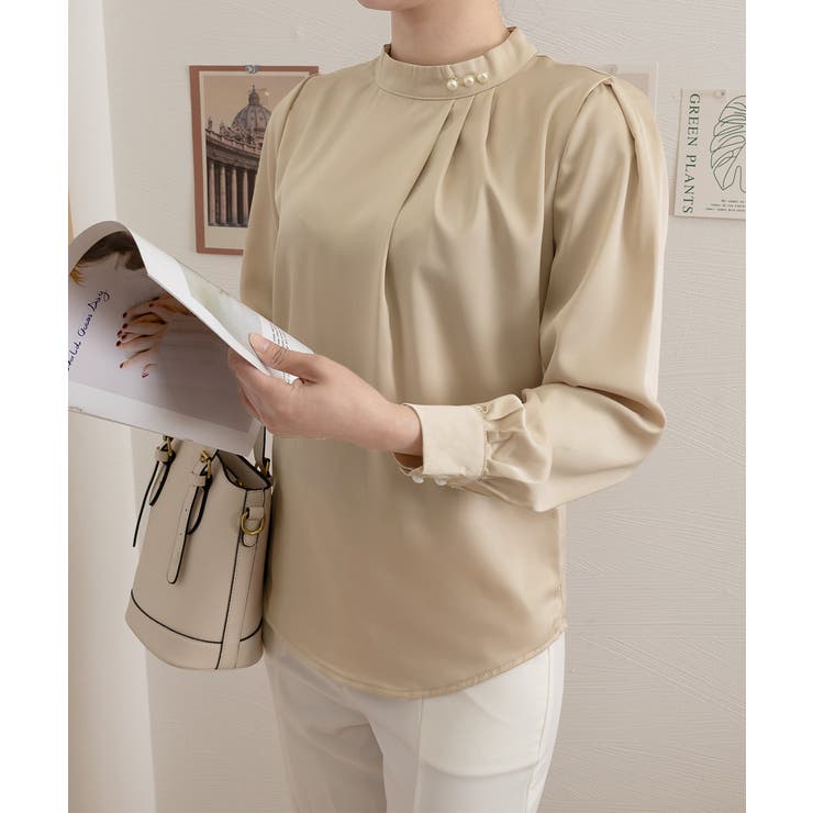 ブラウスフォーマル レディース 長袖上品[品番：AGCW0004793