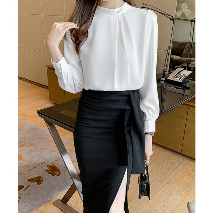 ブラウスフォーマル レディース 長袖上品[品番：AGCW0004793