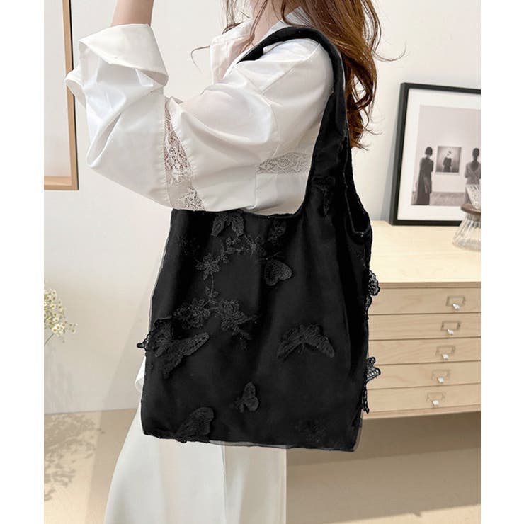 蝶モチーフトートバッグ大容量肩掛けバッグ | SUNSHINE CLOSET | 詳細画像10 