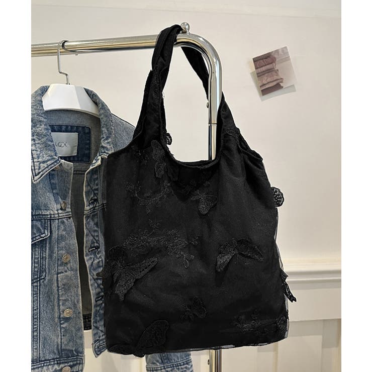 蝶モチーフトートバッグ大容量肩掛けバッグ | SUNSHINE CLOSET | 詳細画像11 