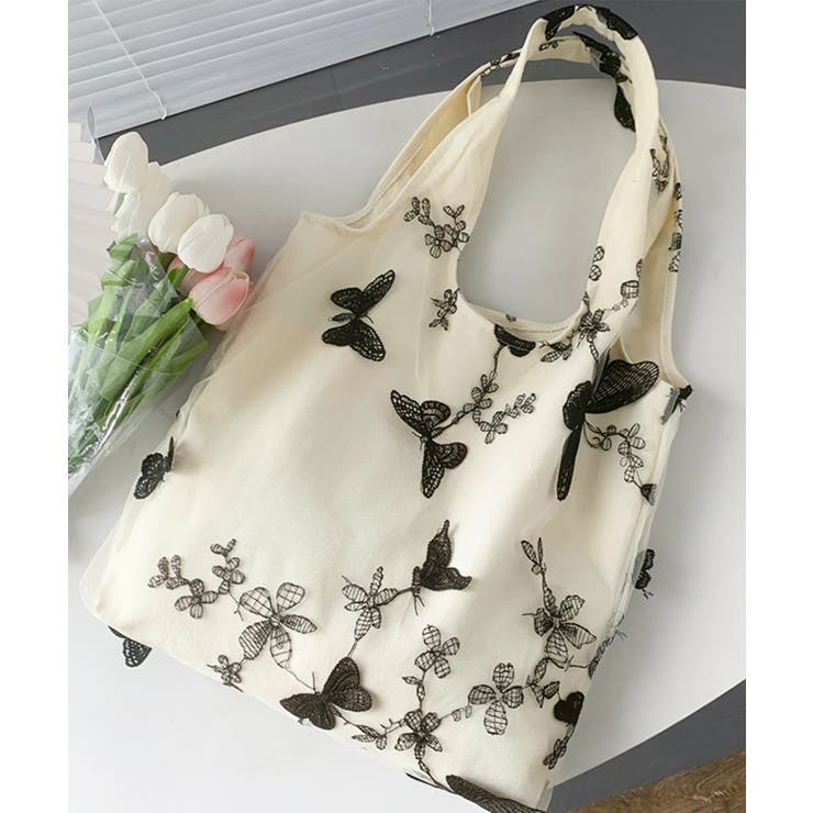 蝶モチーフトートバッグ大容量肩掛けバッグ | SUNSHINE CLOSET | 詳細画像13 