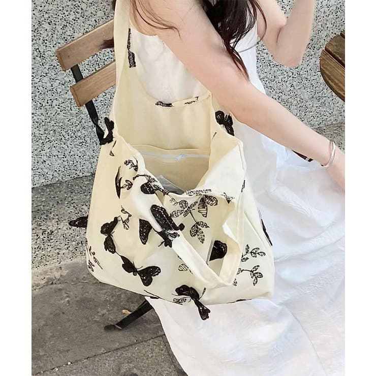 蝶モチーフトートバッグ大容量肩掛けバッグ | SUNSHINE CLOSET | 詳細画像3 