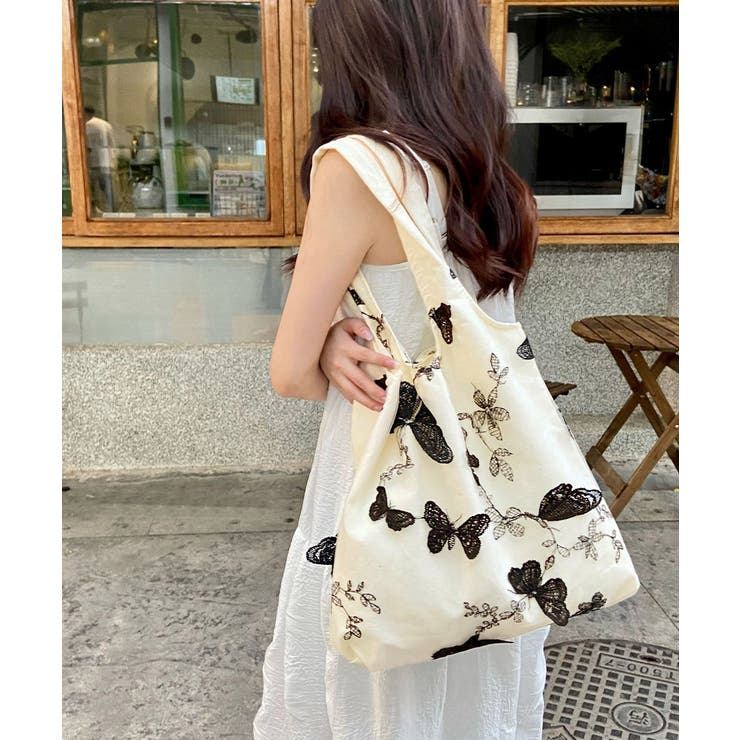 蝶モチーフトートバッグ大容量肩掛けバッグ | SUNSHINE CLOSET | 詳細画像6 