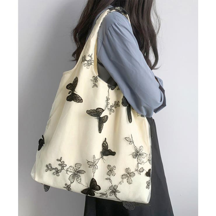 蝶モチーフトートバッグ大容量肩掛けバッグ | SUNSHINE CLOSET | 詳細画像7 