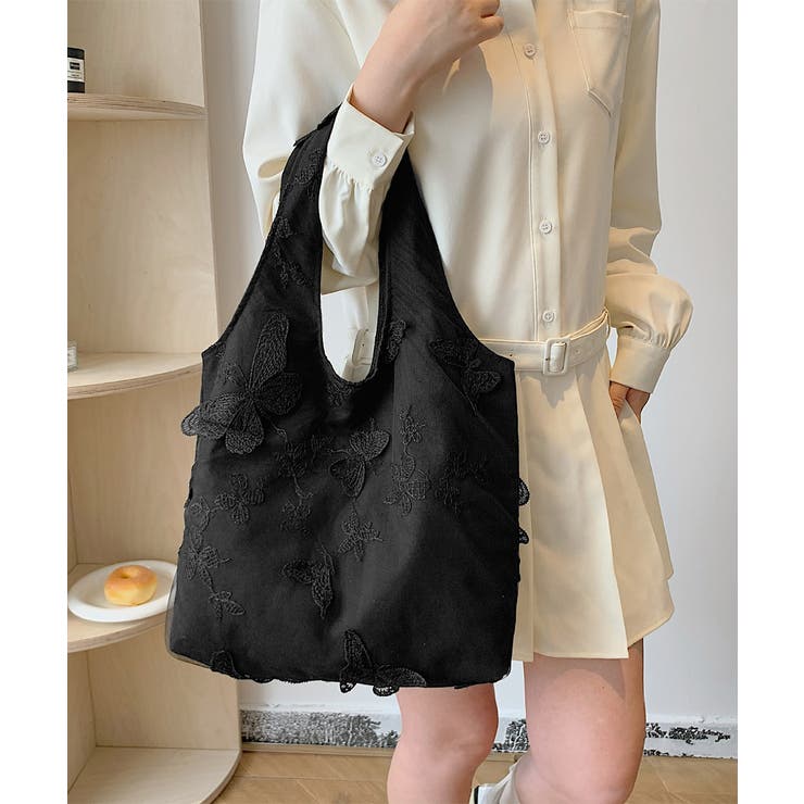 蝶モチーフトートバッグ大容量肩掛けバッグ | SUNSHINE CLOSET | 詳細画像9 