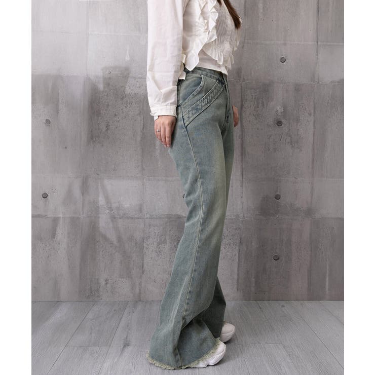 ベルボトムジーンズ レディース ヴィンテージ風ロングパンツ着やせ | SUNSHINE CLOSET | 詳細画像21 