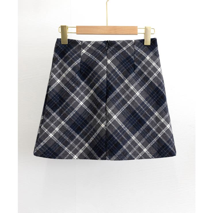レトロチェック柄ミニスカートハイウエスト[品番：AGCW0006068