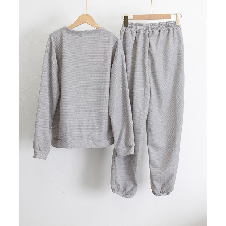 ワッフルスウェットセットアップ 春秋長袖 miniministore｜ワッフルスウェットセットアップ 春秋長袖