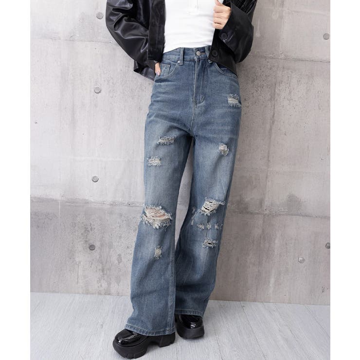 ダメージデニムパンツ ワイドレッグデニム | SUNSHINE CLOSET | 詳細画像16 