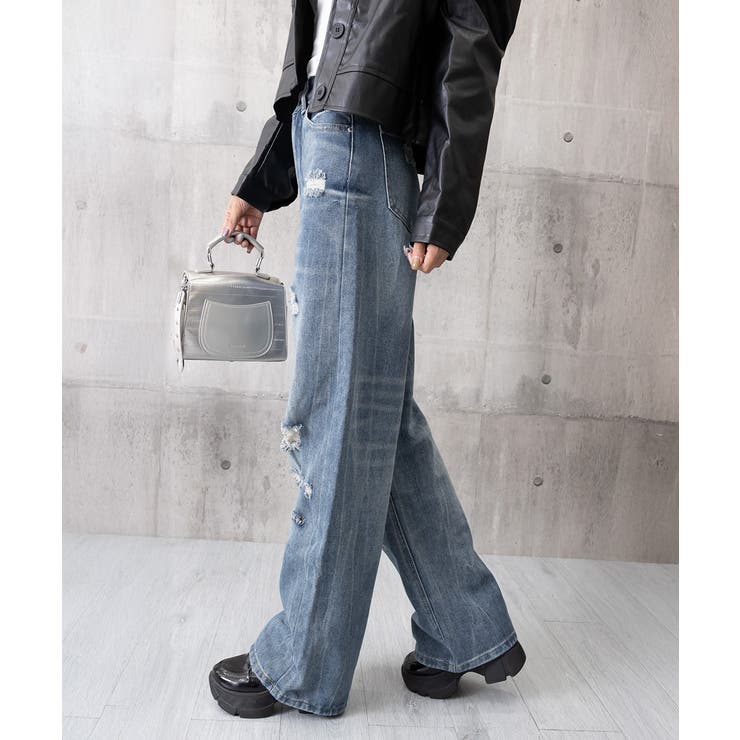 ダメージデニムパンツ ワイドレッグデニム | SUNSHINE CLOSET | 詳細画像17 