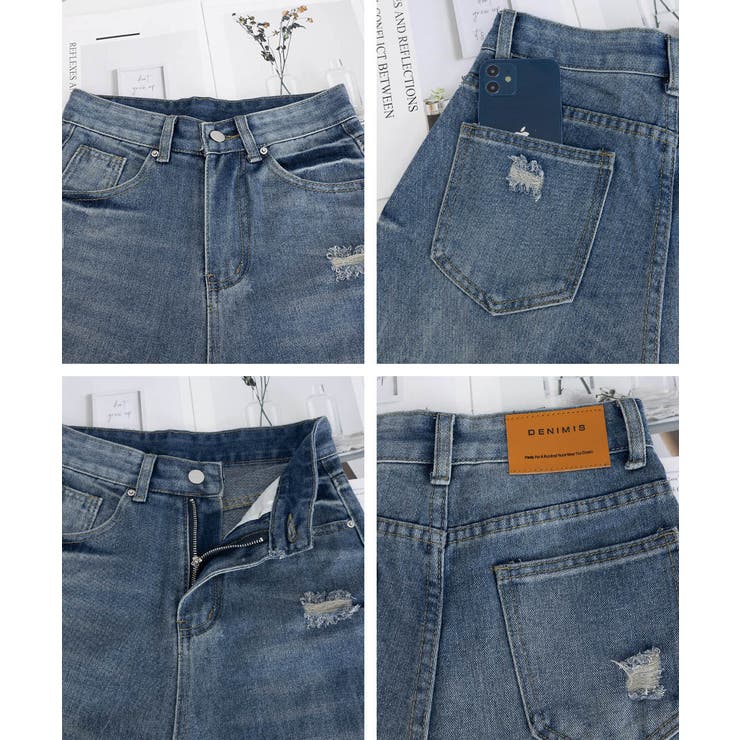 ダメージデニムパンツ ワイドレッグデニム | SUNSHINE CLOSET | 詳細画像22 