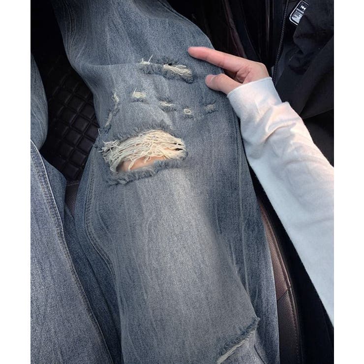 ダメージデニムパンツ ワイドレッグデニム | SUNSHINE CLOSET | 詳細画像6 