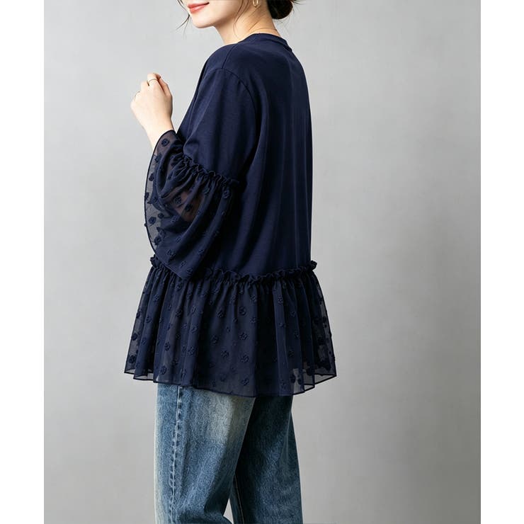 レディース 上品フレアトップス 体型カバーペプラムプルオーバー | SUNSHINE CLOSET | 詳細画像4 