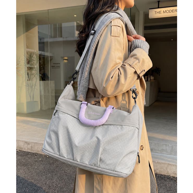 2WAYショルダートラベルバッグレディース配色チェック柄 一泊二泊ユニセックス旅… | SUNSHINE CLOSET | 詳細画像10 