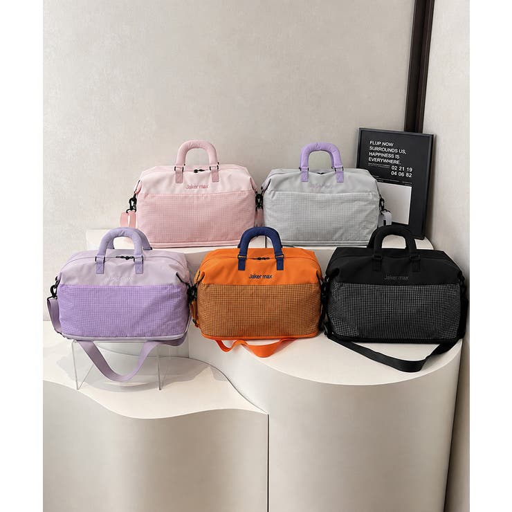 2WAYショルダートラベルバッグレディース配色チェック柄 一泊二泊ユニセックス旅… | SUNSHINE CLOSET | 詳細画像24 
