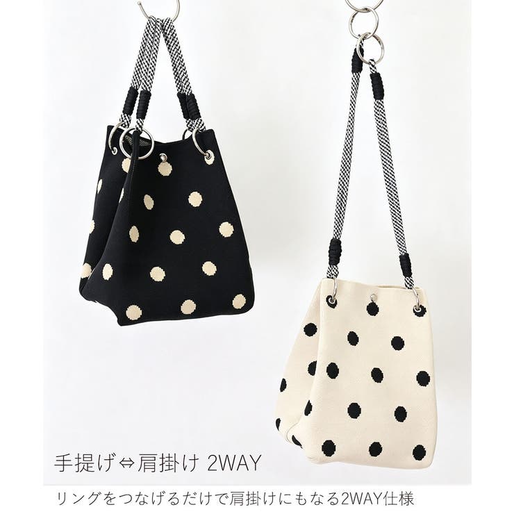 小さめハンドバッグ 大人可愛いバケツバッグ 水玉柄ニットトート | SUNSHINE CLOSET | 詳細画像18 