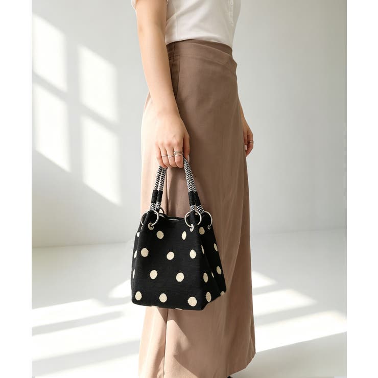 小さめハンドバッグ 大人可愛いバケツバッグ 水玉柄ニットトート | SUNSHINE CLOSET | 詳細画像2 