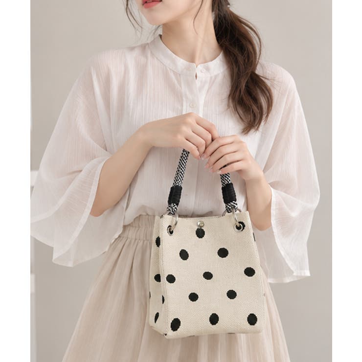 小さめハンドバッグ 大人可愛いバケツバッグ 水玉柄ニットトート | SUNSHINE CLOSET | 詳細画像7 