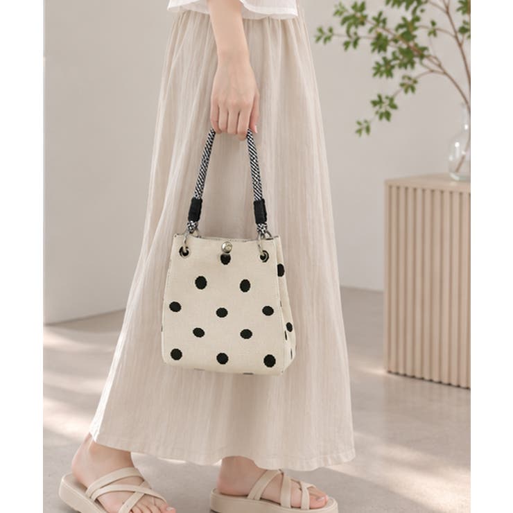 小さめハンドバッグ 大人可愛いバケツバッグ 水玉柄ニットトート | SUNSHINE CLOSET | 詳細画像8 