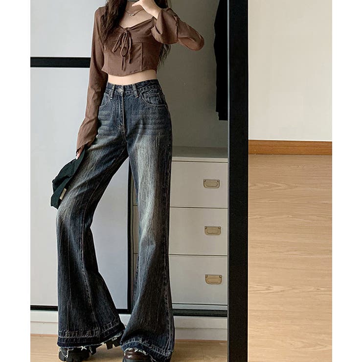 レトロ フレアデニムパンツ ローエッジ | SUNSHINE CLOSET | 詳細画像4 