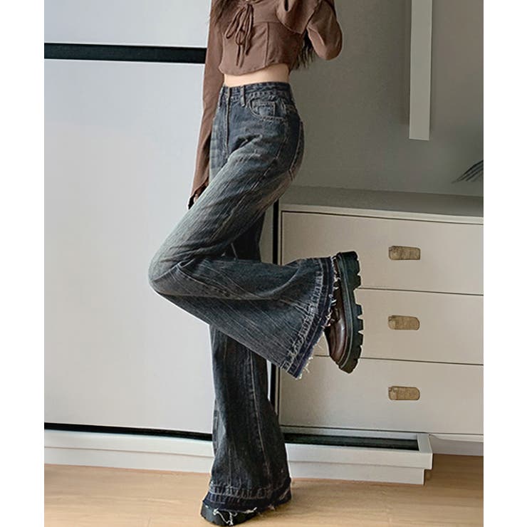 レトロ フレアデニムパンツ ローエッジ | SUNSHINE CLOSET | 詳細画像7 