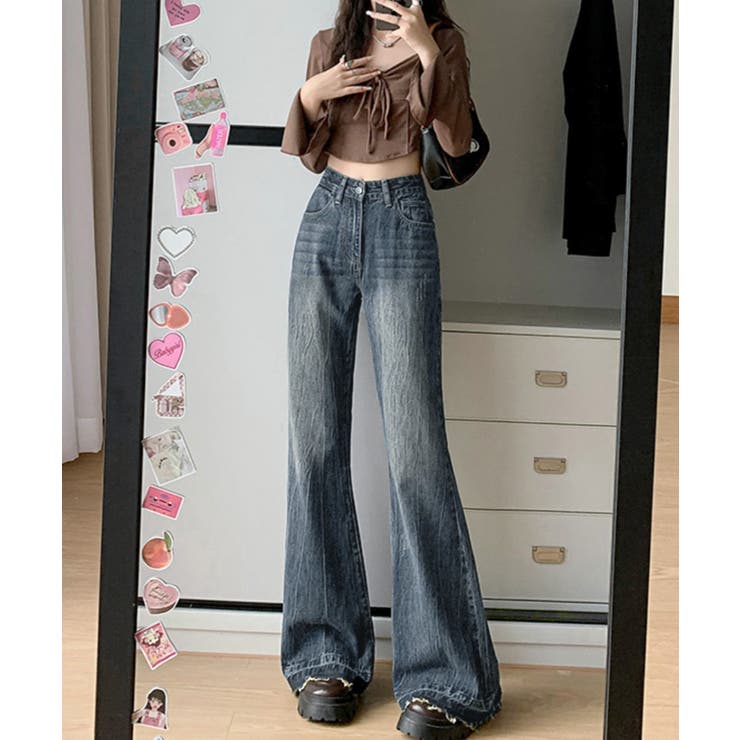 レトロ フレアデニムパンツ ローエッジ | SUNSHINE CLOSET | 詳細画像8 