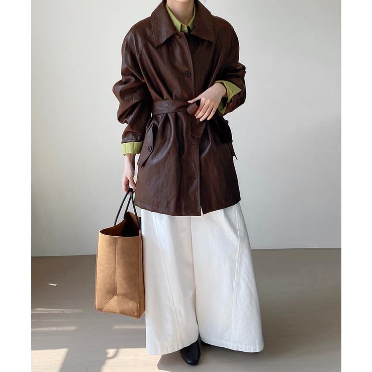 エコレザーロングジャケット韓国風アウター | SUNSHINE CLOSET | 詳細画像12 