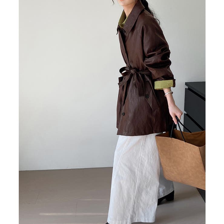 エコレザーロングジャケット韓国風アウター | SUNSHINE CLOSET | 詳細画像13 