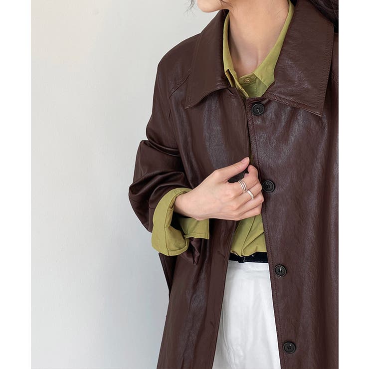 エコレザーロングジャケット韓国風アウター | SUNSHINE CLOSET | 詳細画像14 