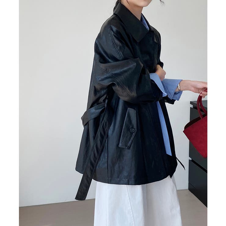 エコレザーロングジャケット韓国風アウター | SUNSHINE CLOSET | 詳細画像17 