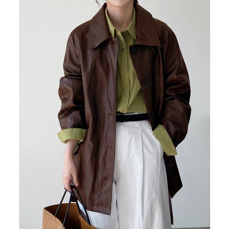 エコレザーロングジャケット韓国風アウター | SUNSHINE CLOSET | 詳細画像2 