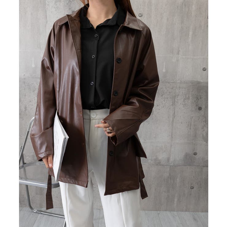 エコレザーロングジャケット韓国風アウター | SUNSHINE CLOSET | 詳細画像20 