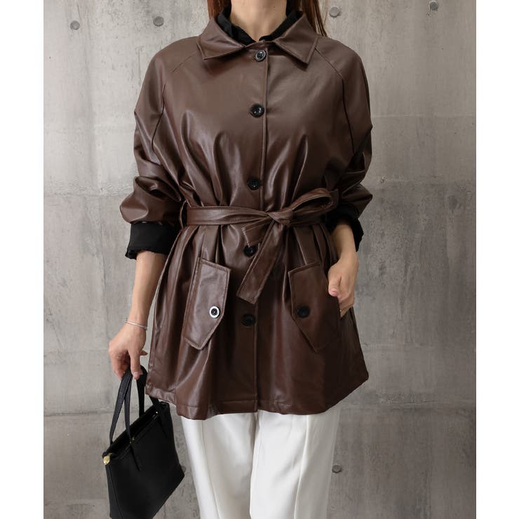 エコレザーロングジャケット韓国風アウター | SUNSHINE CLOSET | 詳細画像22 