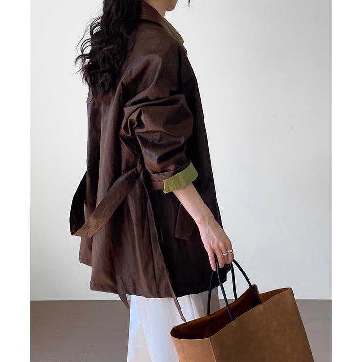 エコレザーロングジャケット韓国風アウター | SUNSHINE CLOSET | 詳細画像3 