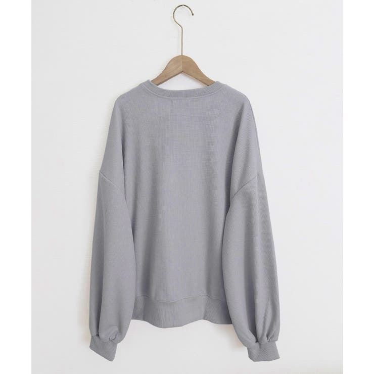 ゆったりクルーネック長袖ワッフルトップスビッグシルエット無地レディース韓国風カジ… | SUNSHINE CLOSET | 詳細画像33 