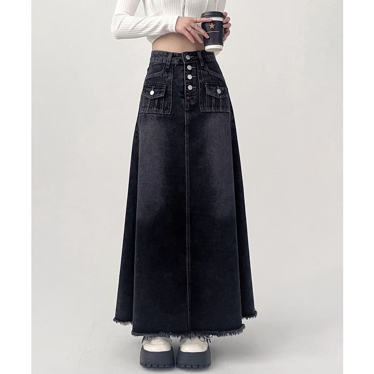 レトロデニムスカート ハイウエスト 韓国 | SUNSHINE CLOSET | 詳細画像1 