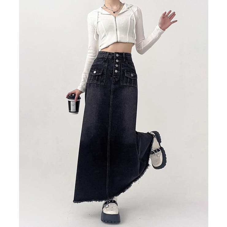 レトロデニムスカート ハイウエスト 韓国 | SUNSHINE CLOSET | 詳細画像2 