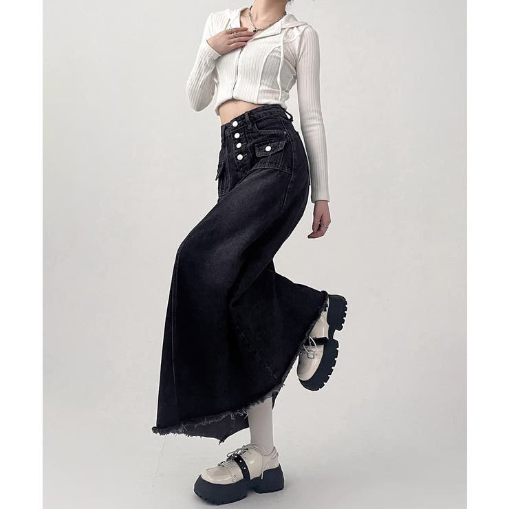 レトロデニムスカート ハイウエスト 韓国 | SUNSHINE CLOSET | 詳細画像4 