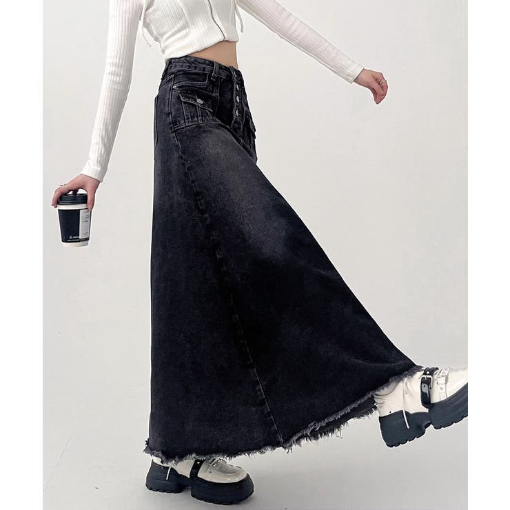 レトロデニムスカート ハイウエスト 韓国 | SUNSHINE CLOSET | 詳細画像5 