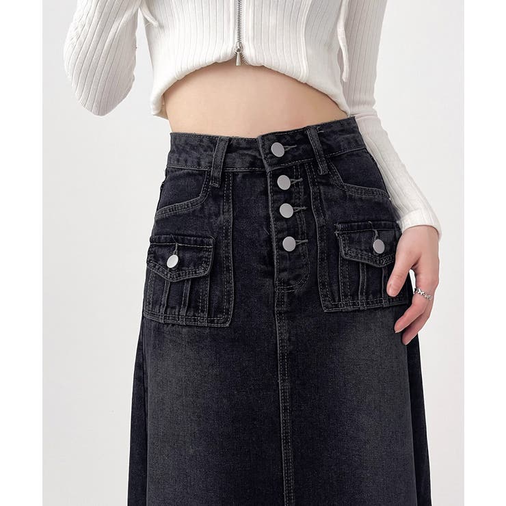 レトロデニムスカート ハイウエスト 韓国 | SUNSHINE CLOSET | 詳細画像6 