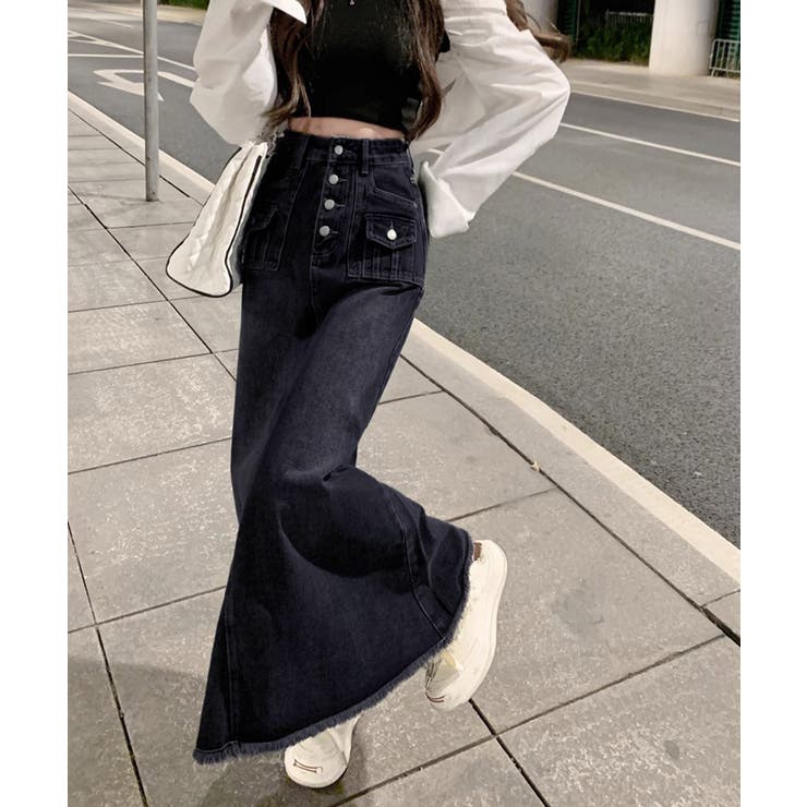 レトロデニムスカート ハイウエスト 韓国 | SUNSHINE CLOSET | 詳細画像8 