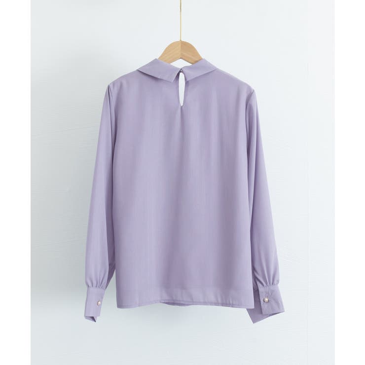 リボンタイブラウス レディース長袖シャツ[品番：AGCW0005465