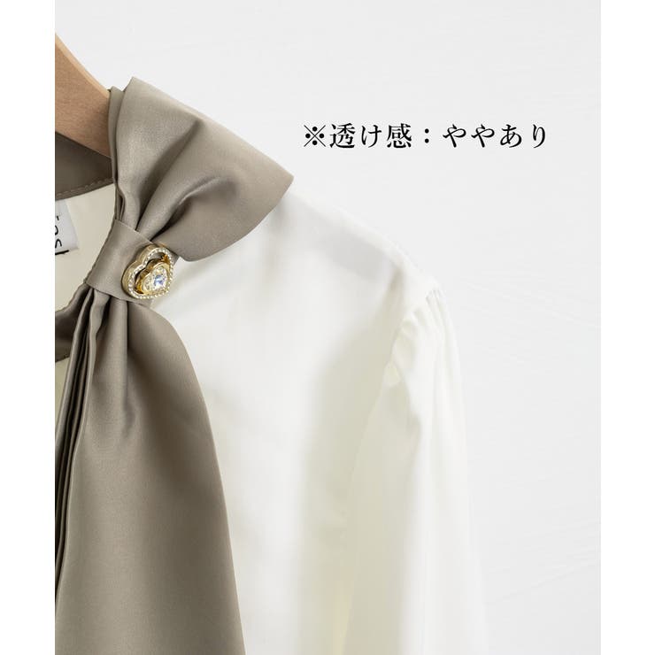 ボウタイ サテン ブラウス バイシャツ miniministore ボウタイサテンブラウス バイカラーシャツ