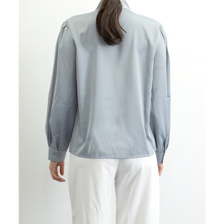 サテン風シャツブラウス Vネックトップス | SUNSHINE CLOSET | 詳細画像16 