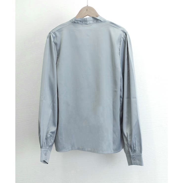 サテン風シャツブラウス Vネックトップス | SUNSHINE CLOSET | 詳細画像18 